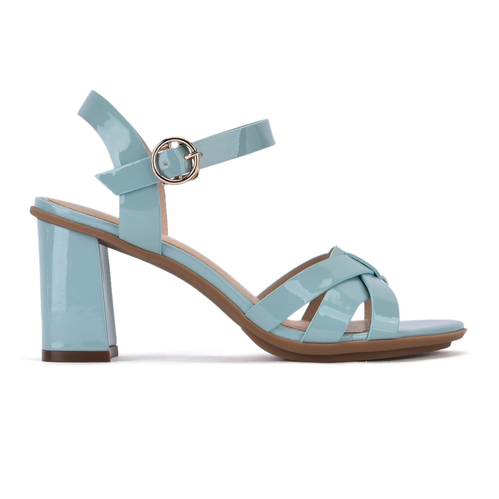 "TẶNG NGAY 30K khi theo dõi gian hàng "Giày Sandal nữ cao gót da bóng quai đan Đông Hải - S85L1(cao 7cm)