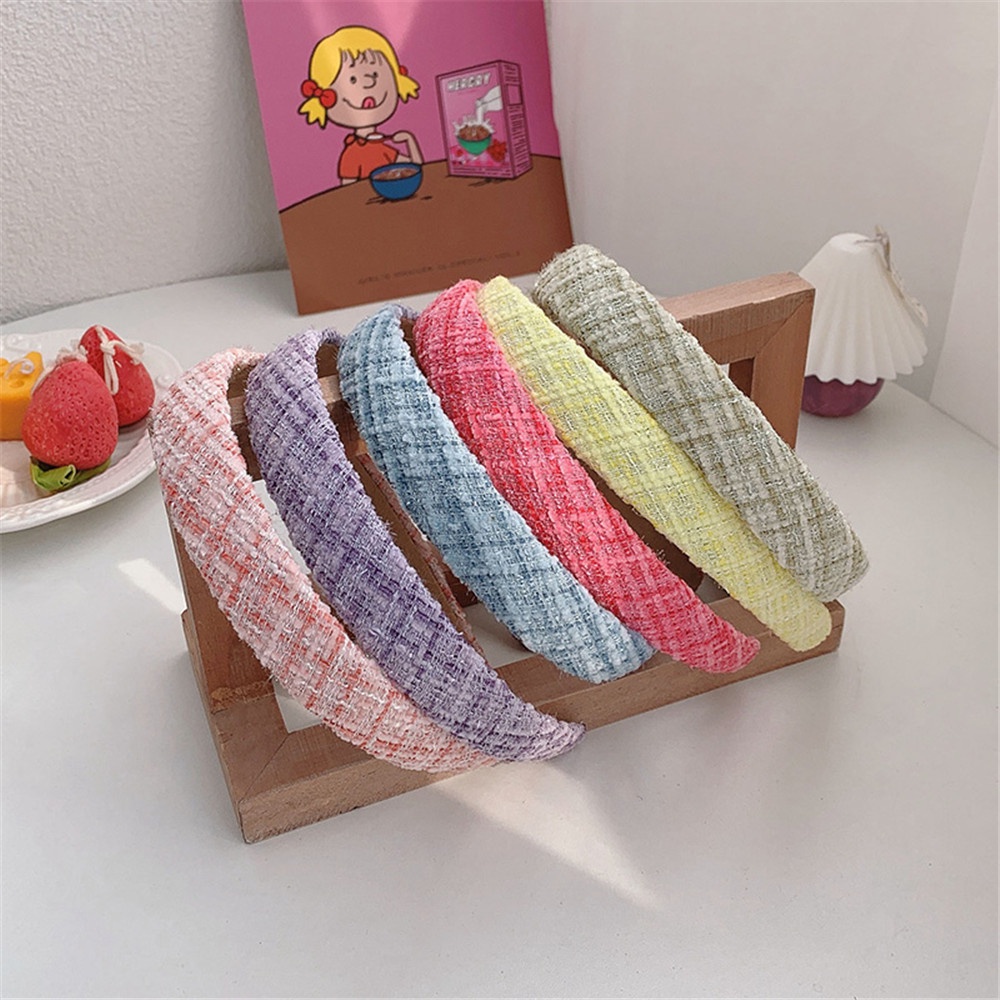 Băng đô cài tóc bản rộng họa tiết kẻ sọc phong cách cổ điển thời trang mùa thu xinh xắn dành cho nữ