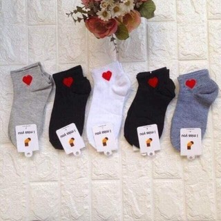 Tất cổ ngắn hình tim cá tính chất len đẹp cho nữ