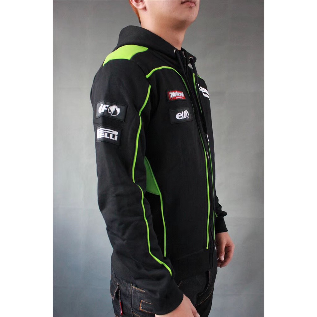 Áo khoác chạy xe máy Kawasaki có khóa kéo thời trang dành cho nam