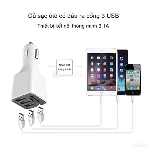 Cốc sạc xe hơi Bagi QC 3.0 3.1A 3USB CC-S80 - Hàng chính hãng