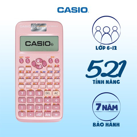 Máy tính Casio fx-580VNX Màu xanh/ Hồng/ Đen BH điện tử 7 năm, check mã QR code- CHÍNH HÃNG