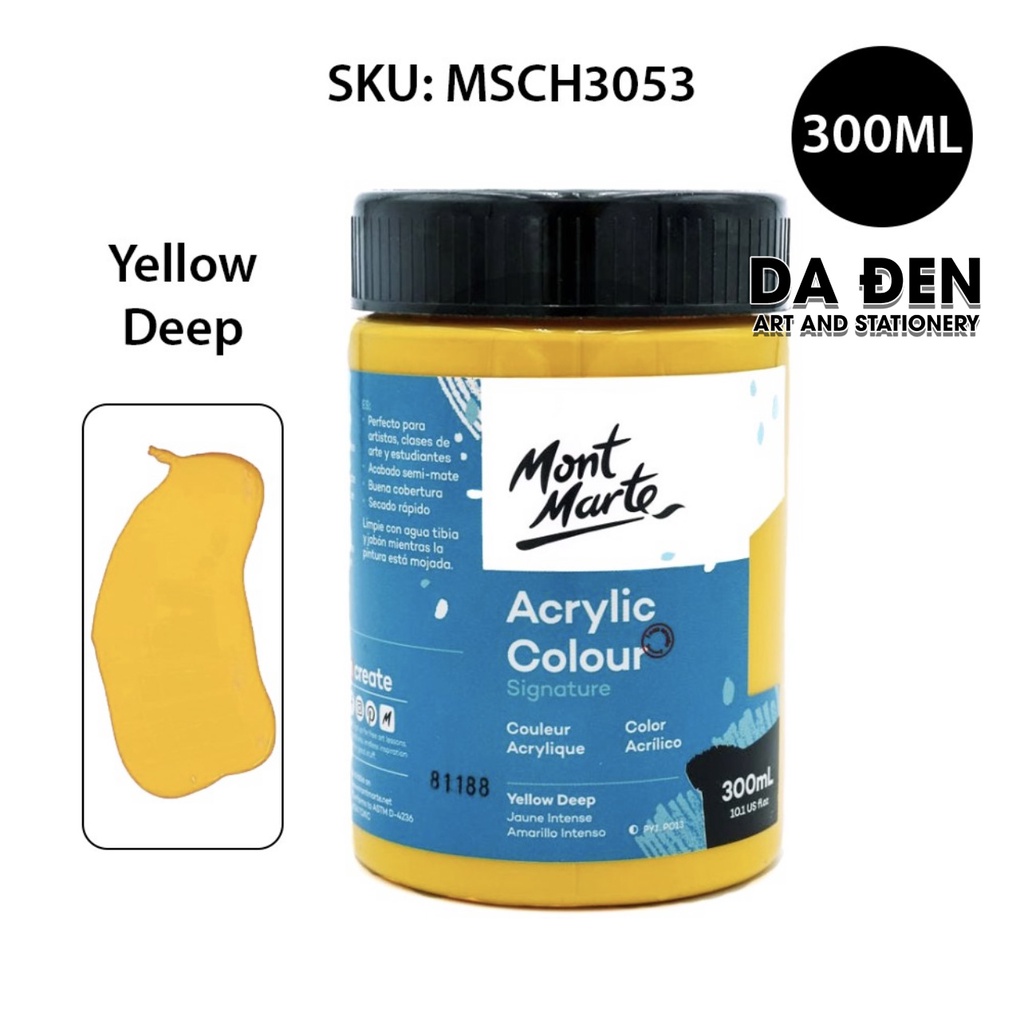 [DA ĐEN] Màu Mont Marte Signature Acrylic Colour 300ml (10.1-oz) - Yellow Deep