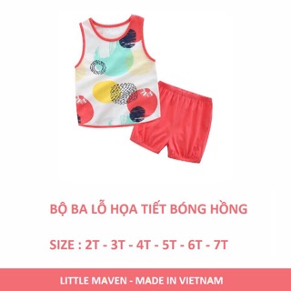 BỘ LITTLE MAVEN BA LỖ HOẠ TIẾT BÓNG HỒNG