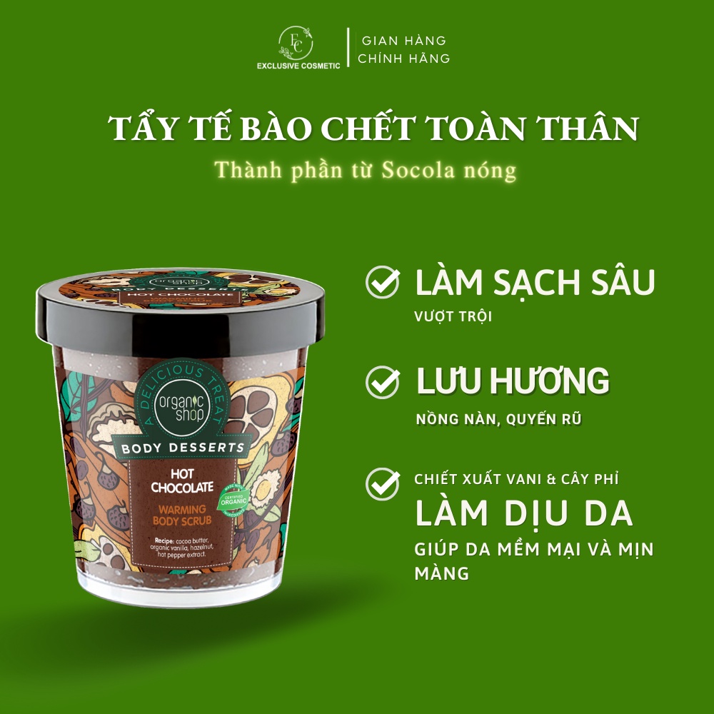 Tẩy tế bào chết toàn thân body Organic Shop Body Scrub 450ml