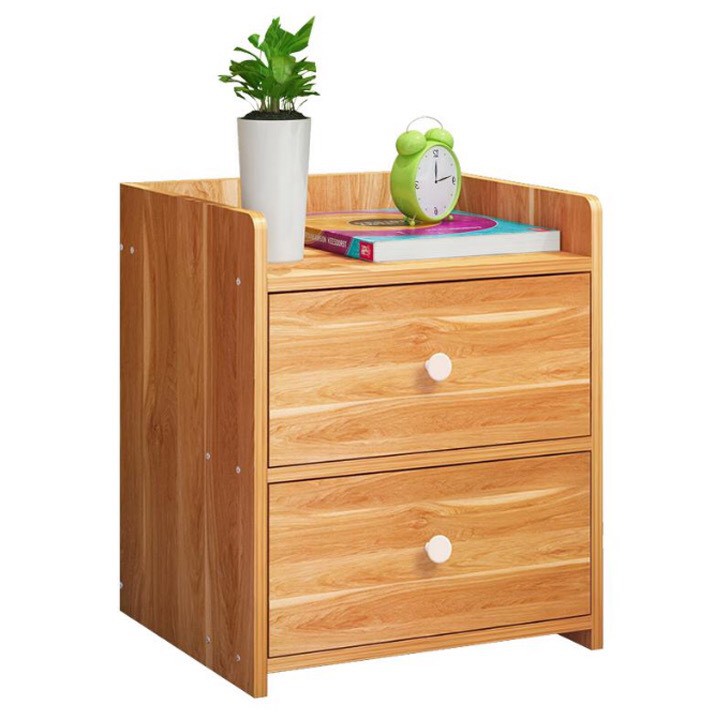 Tủ,kệ đầu giường vuông góc ngăn kéo màu gỗ tiện lợi 40x26x32.5cm