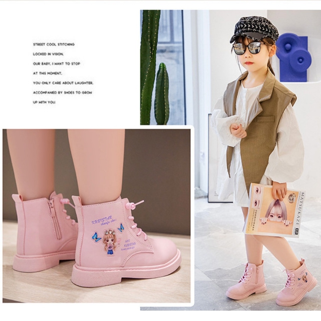 Bốt Cho Bé Gái ❤️ Boot Bé Gái Cổ Cao In Hình Công Chúa Cao Cấp BO20