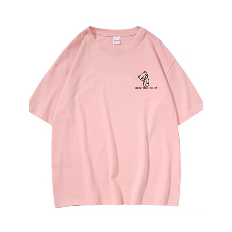 Áo thun in hình 2 mặt form rộng oversize màu hồng, chất liệu cotton thoáng mát, đẹp giá rẻ M-AP04