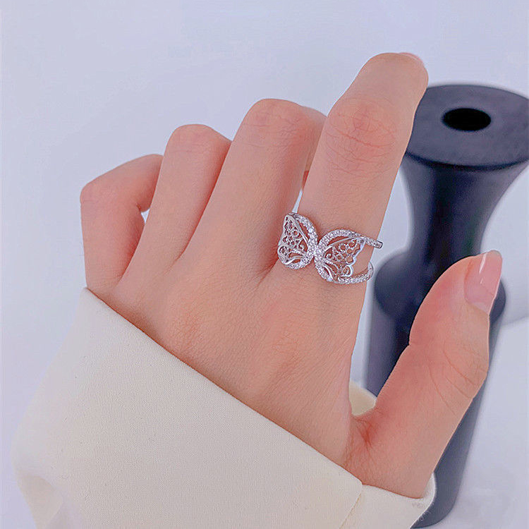 Fashion butterfly ring alloy open hollow ring women jewelry accessories
