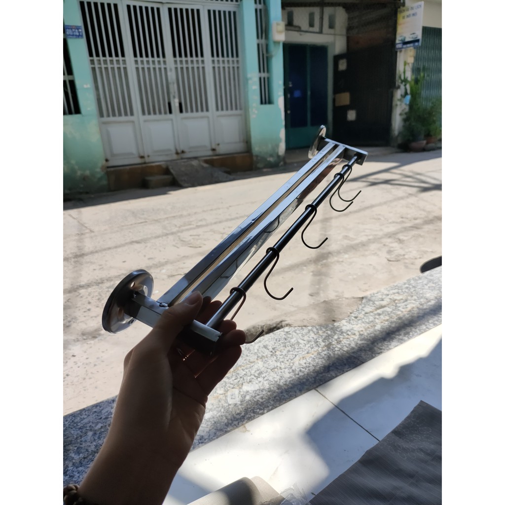 Kệ cài dao inox có móc treo nồi chống rỉ