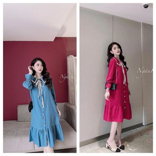 (4 màu)Váy bầu thời trang công sở chất lụa Hàn Châu freesize từ 45 đến 70kg 🌸 FREESHIP 🌸