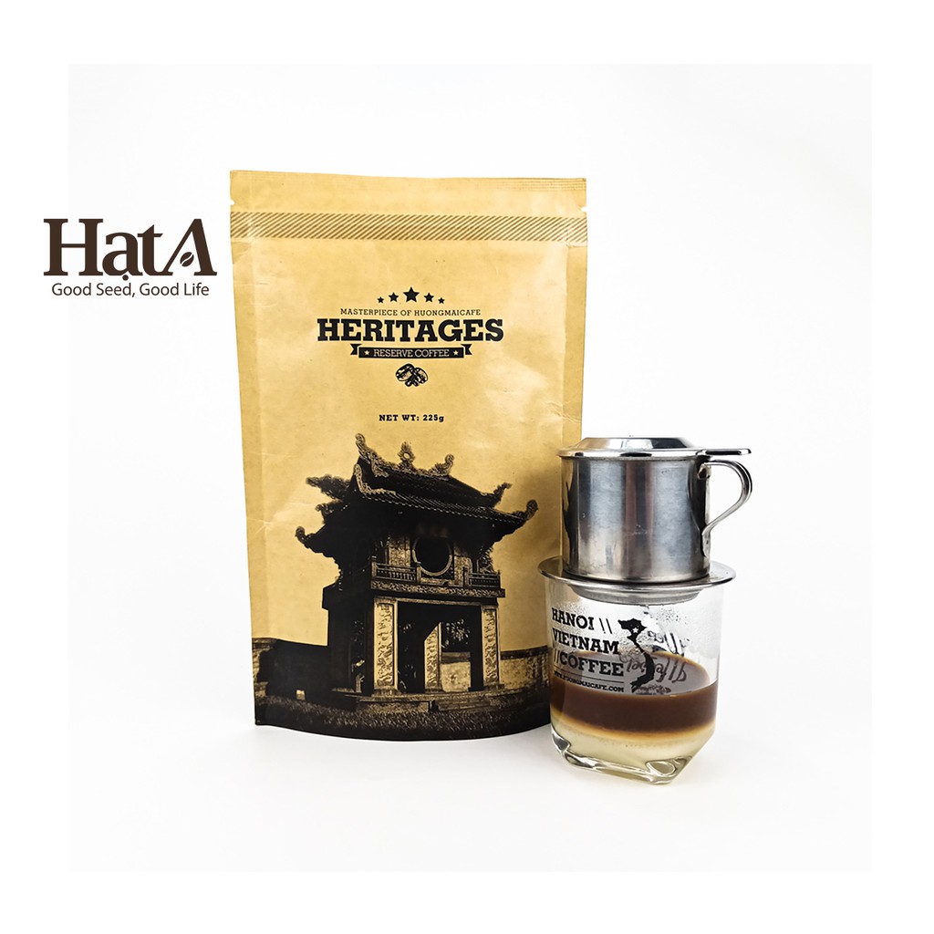 Cà phê chồn cao cấp Heritages Coffee Kraft Bag Hương Mai Cafe 100% hạt Robusta nguyên chất 225gr