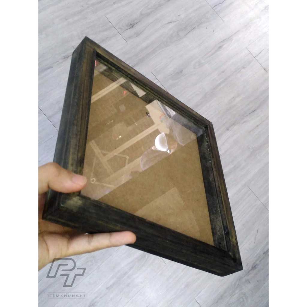Khung ảnh gỗ 20x20 Hộp B1 - Khung hình gỗ thông mặt kính tiêu bản nail iphone ảnh xếp 3d handmade Wood Frame by P'Tee