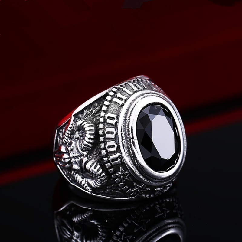 Nhẫn đính đá quý giả phong cách vintage thời trang cho nam