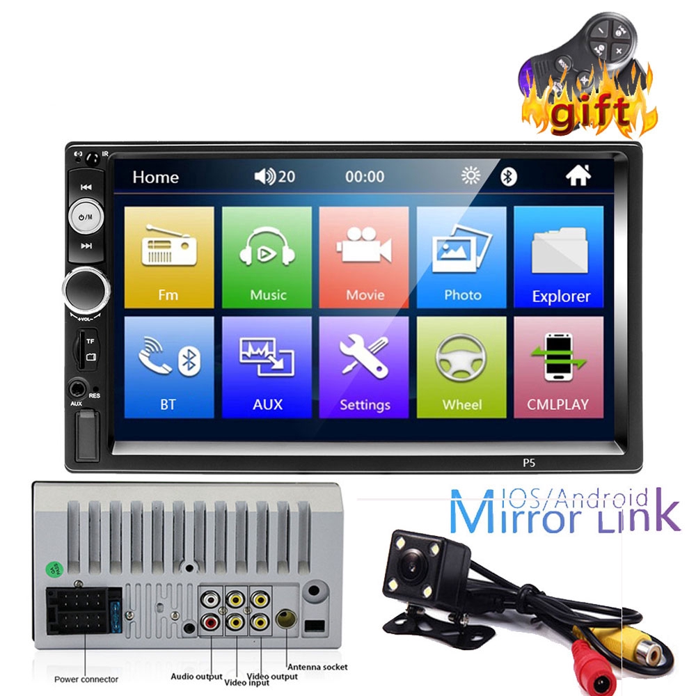 Máy nghe nhạc MP5 FM Bluetooth 2 Din 7" thế hệ 3 7010B MirrorLink cho Android / IOS