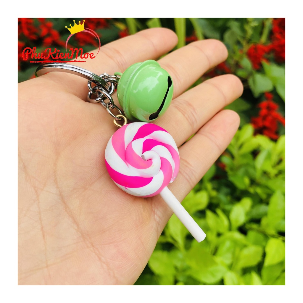 Móc khóa kẹo mút hình lốc xoáy siêu cute nhiều màu handmade