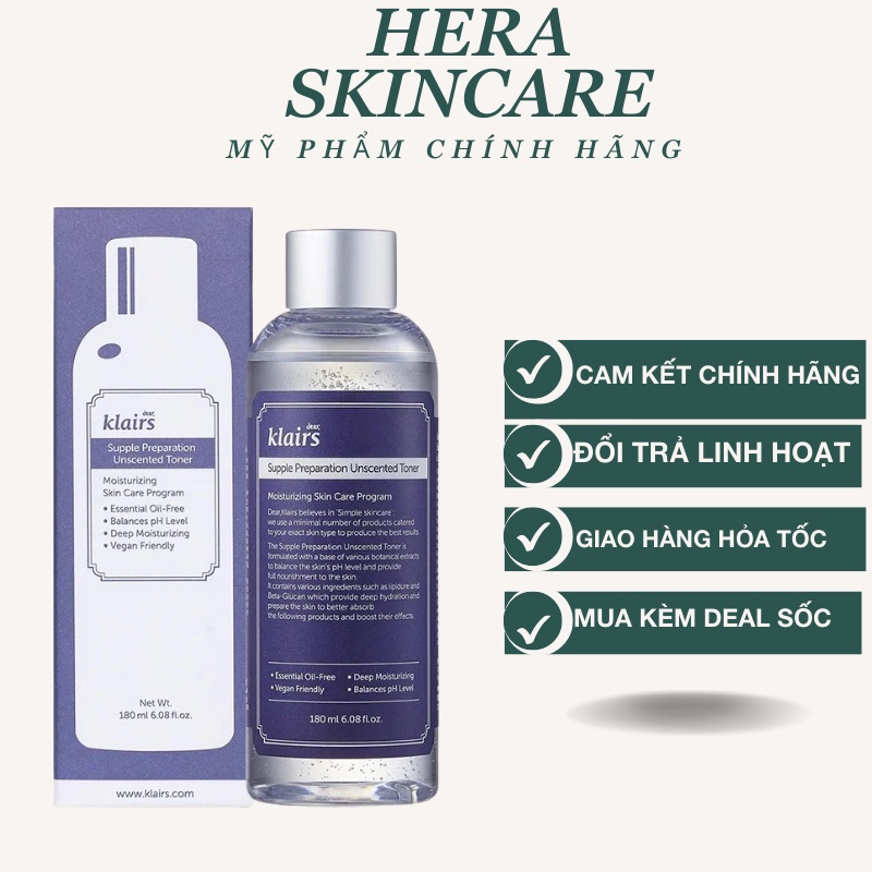 Nước cân bằng Klairs không mùi lành tính an toán cho mọi loại da