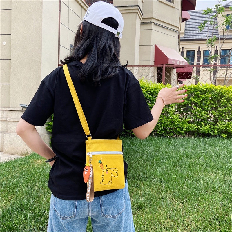 Túi Đeo Vai Đựng Điện Thoại Bằng Vải Canvas Phong Cách Hàn Quốc Dễ Thương Dành Cho Nữ