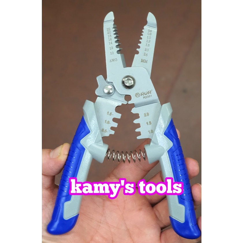 Kìm cắt tuốt dây điện bấm cos đa năng 3 trong 1 dài 175mm Rur R2351