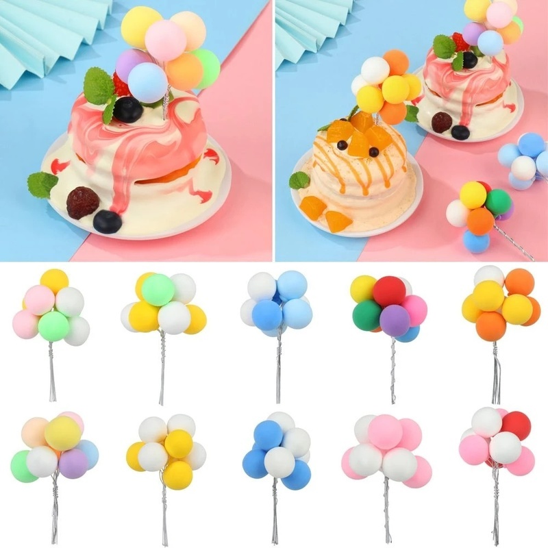 Set 8 Bong Bóng Đất Sét Nhiều Màu Dùng Một Lần Trang Trí Bánh Kem DIY