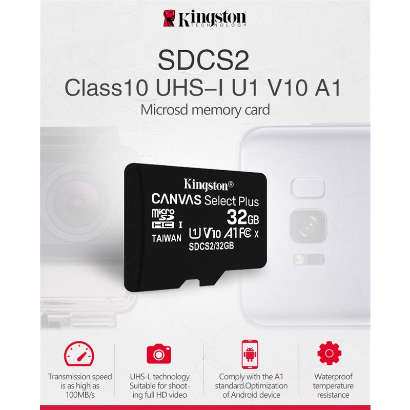 Thẻ Nhớ Kingston 128gb 32gb Micro Sd Tf 64gb 256gb100mb/s Tốc Độ Đọc flash12_vn