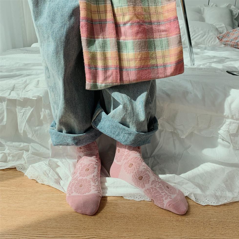 Tất cổ cao nữ Họa tiết 3D Cotton Thu Đông Ulzzang Hàn Quốc Vớ cao cổ nữ 3 Chiều Thời trang
