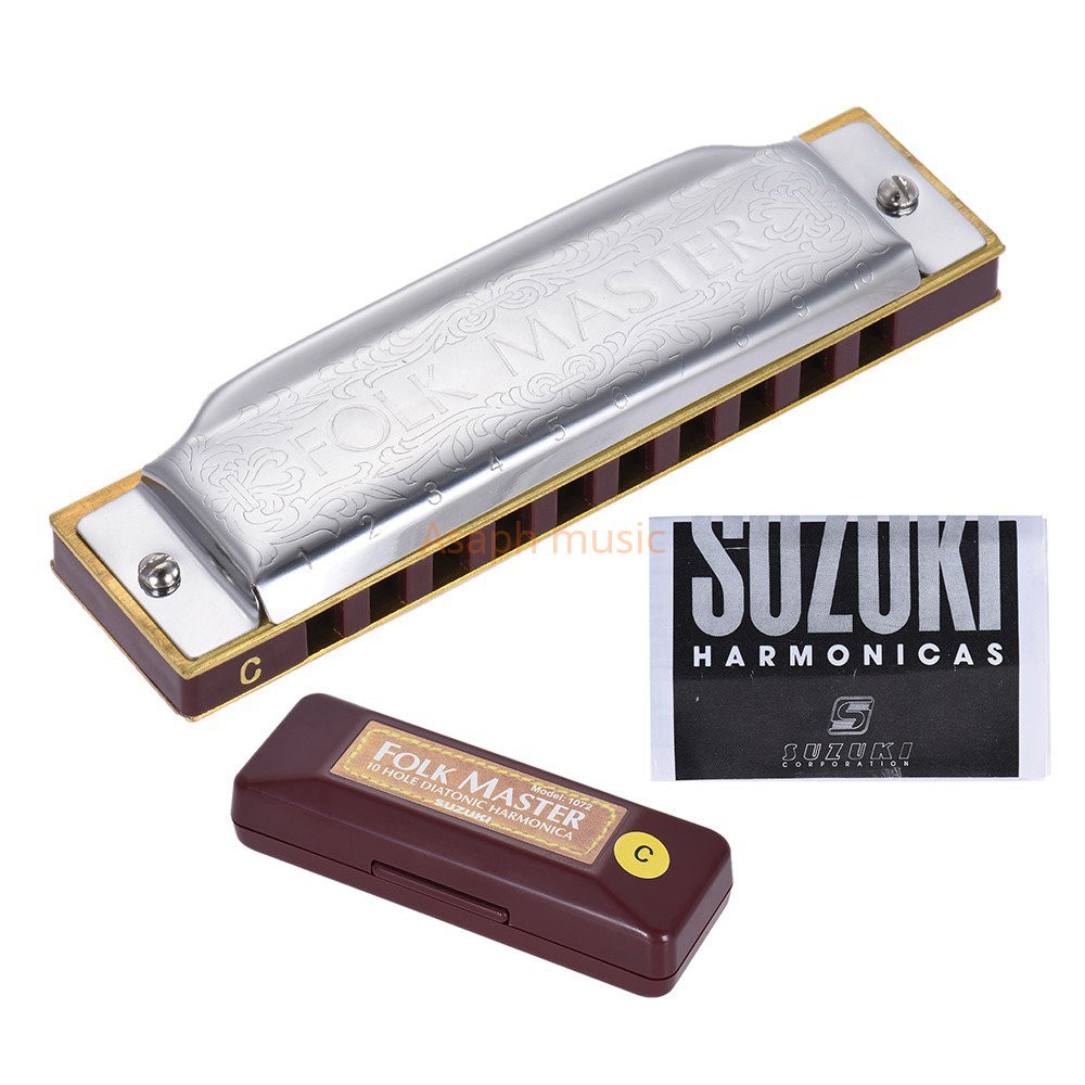 Kèn Harmonica Suzuki 1072-C Folkmaster 10 lỗ tiêu chuẩn 20 tông cho học sinh/ người mới tập chơi