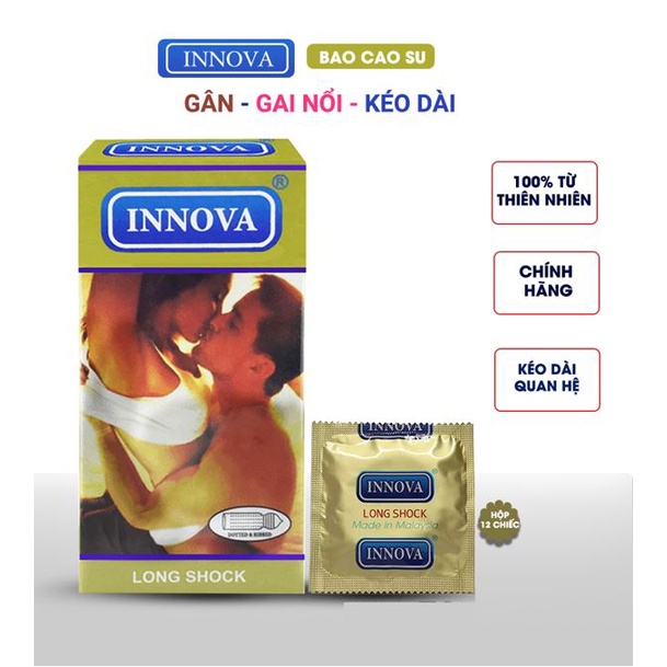Bao Cao Su innova Vàng Chính Hãng Malaysia Hộp 12 Cái - Loại BCS Gân Gai Chống Xuất Tinh Sớm
