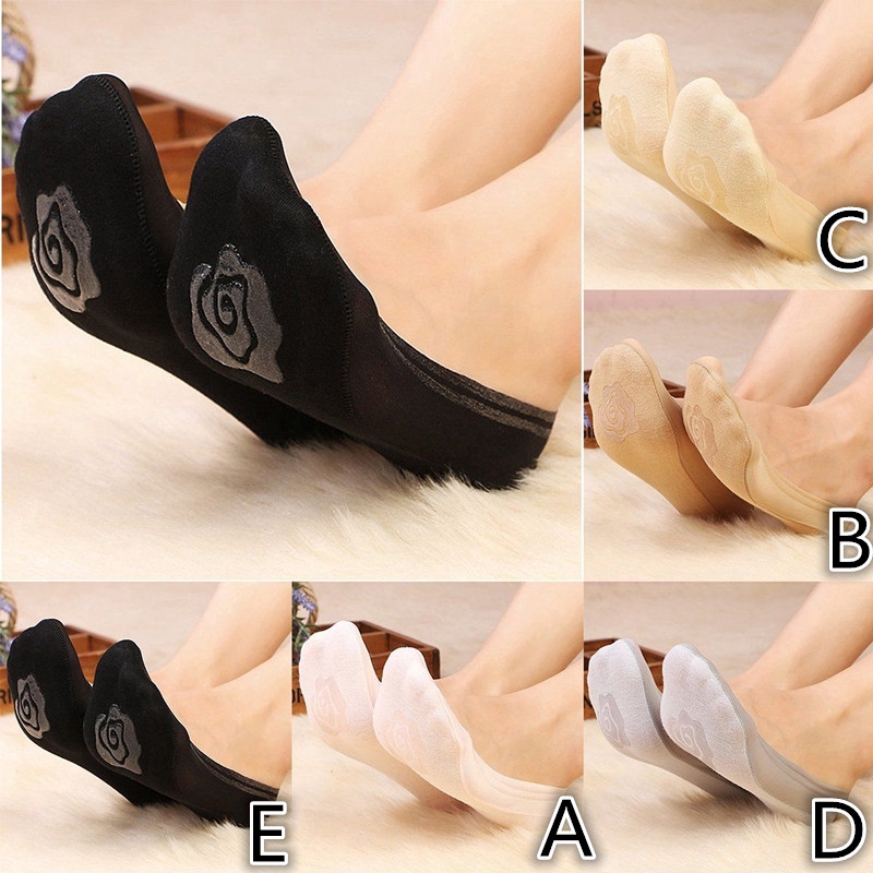 Đôi tất thiết kế chống trượt hình hoa hồng chất liệu cotton