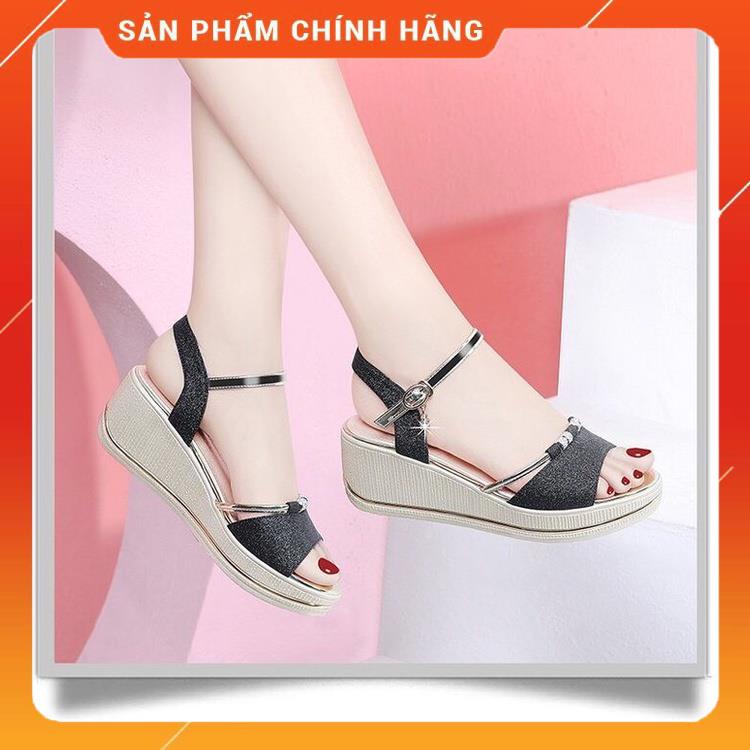 Dép cao gót nữ đế xuồng ⚡️ FREESHIP ⚡️ dép nữ thời trang,đế cao 5p,đính nhũ sang trọng