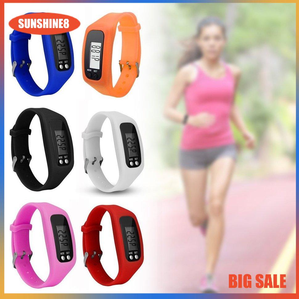 【SUN】Vòng đeo tay thể thao Đồng hồ đeo tay màn hình LCD kỹ thuật số Bước chạy Bộ đếm calo theo bước Vòng đeo tay