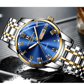 (CHUẨN MEN) Đồng Hồ Nam ONTHEEDGE Máy Nhật Chạy 2 Lịch Dây Đúc Đặc Khóa Bướm Cao Cấp_FULL BOX