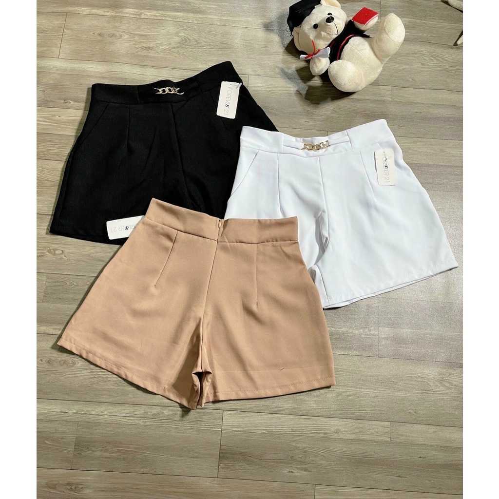 quần short đùi nữ đính dây xích kiểu trước, chất tuyết mưa, free size u