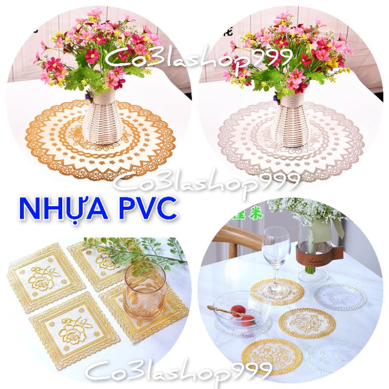 Miếng lót ly, bình hoa, nhựa PVC, trang trí/decor bàn siêu xinh