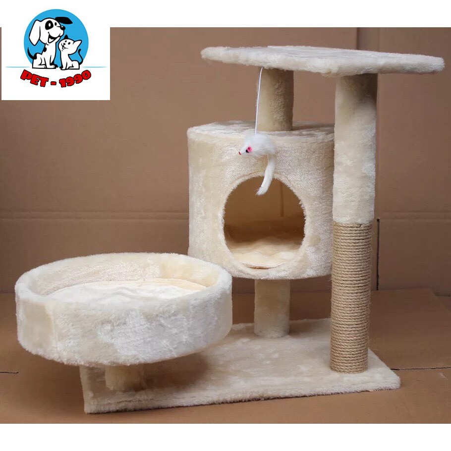 Nhà Cây Cattree Cho Mèo - Nhà 3 Tầng Có Trụ Cào Móng Cho Mèo