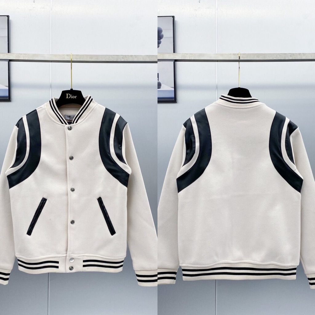 Áo Bomber Nam Phối Viền Màu Be Cao Cấp - Áo NỈ Bomber JOG Nam Cao Cấp