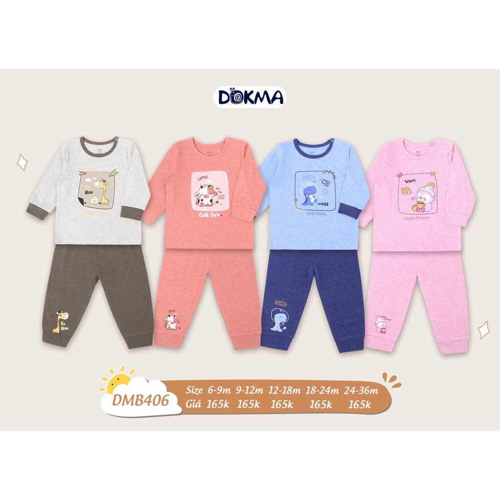 DMB444 Bộ dài tay cài vai Dokma vải sợi tre (9-36M)