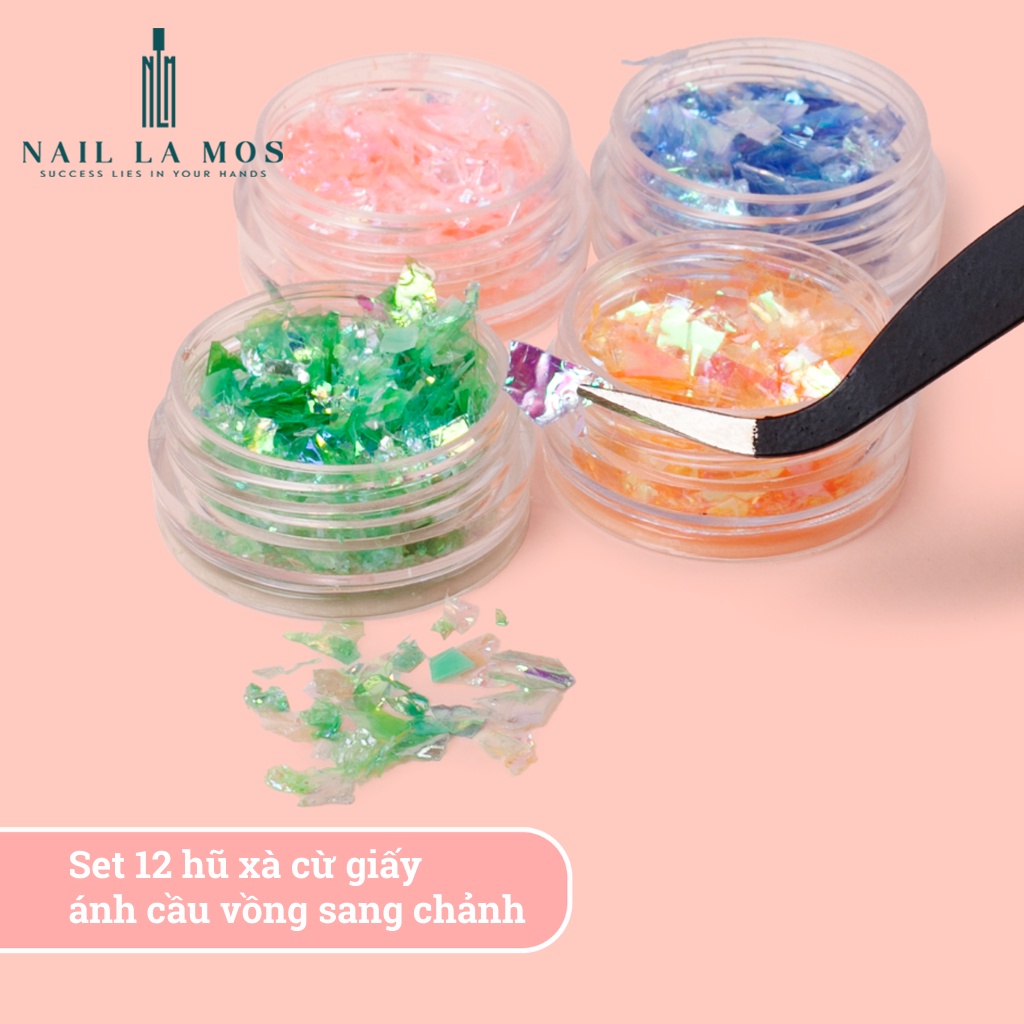 Set 12 hũ xà cừ giấy đắp gel ẩn phong cách Hàn Nhật