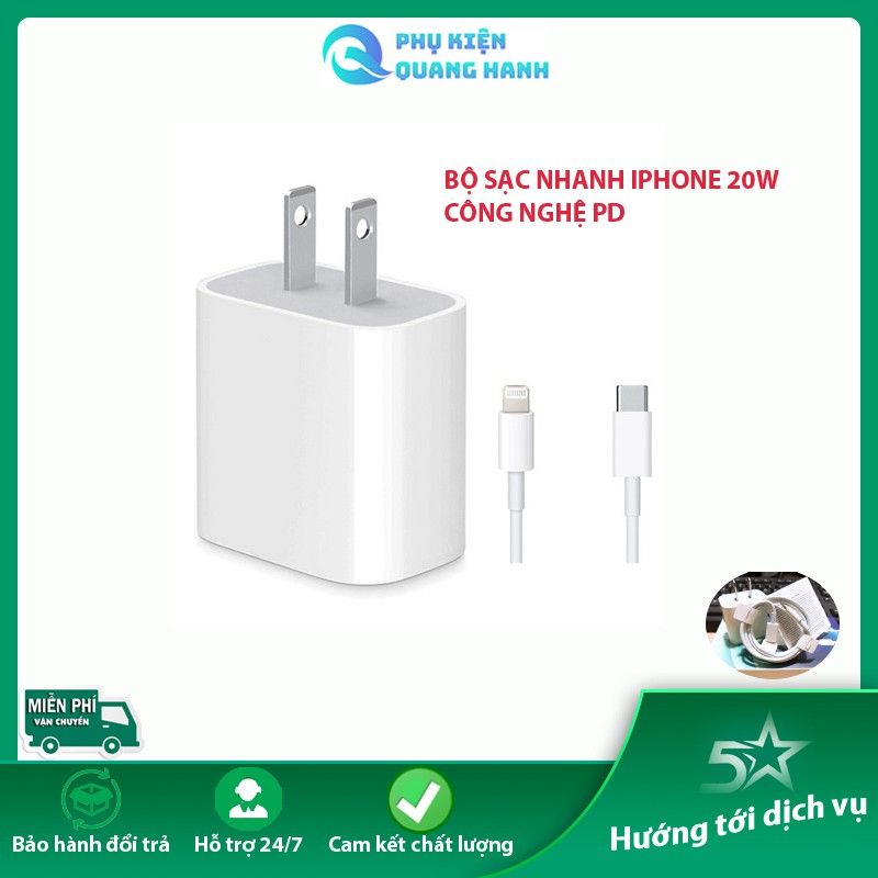 Bộ Sạc Nhanh Iphone 20W Sử Dụng Cho Iphone 11/11 Pro/11 Pro Max/7/7 Plus /8 /8 Plus/ X /Xs/Xs Max bảo hành 12 tháng