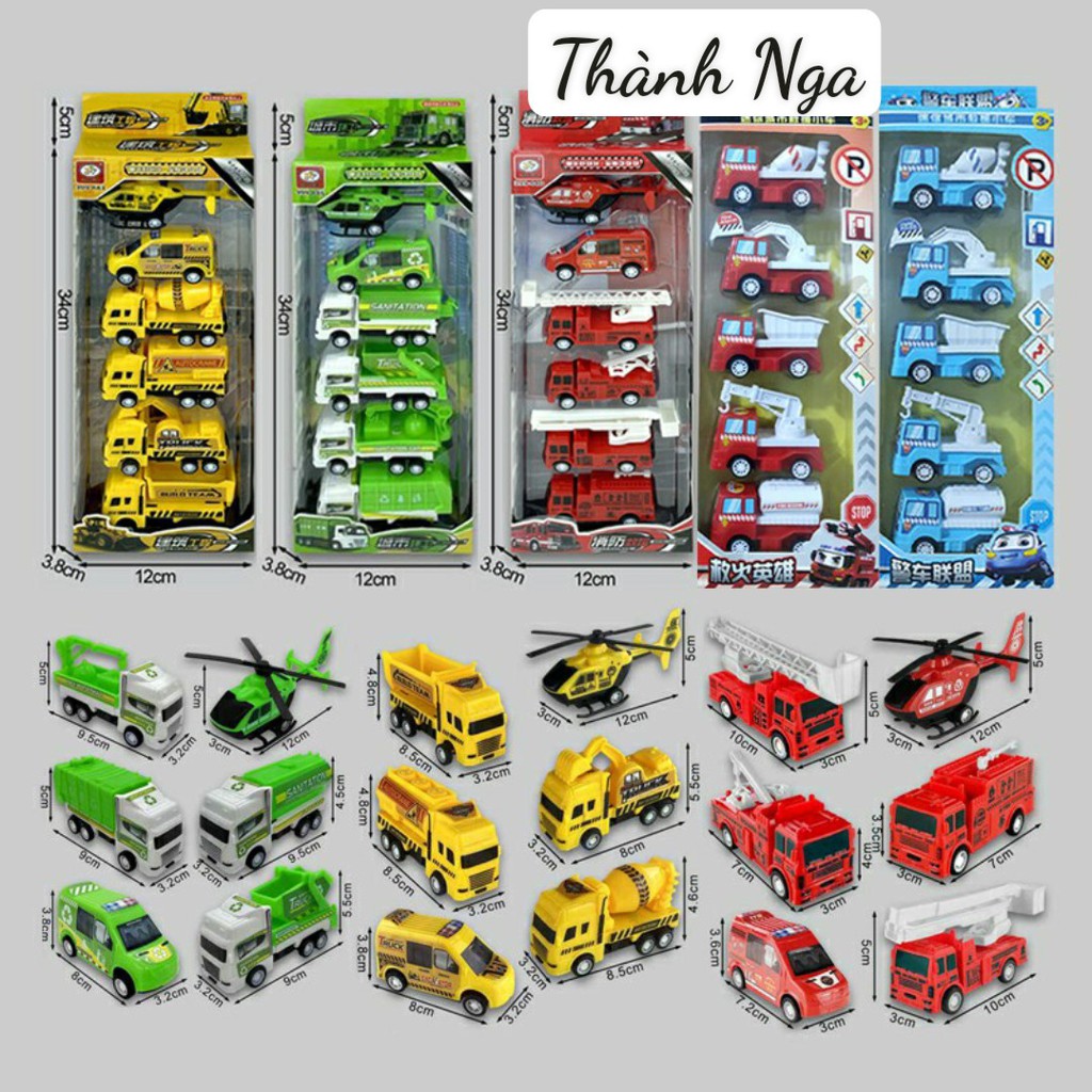 Bộ 5 và 6 ô tô Mô Hình Công Trình Xây Dựng - Máy Bay Tên Lửa Chiến Đấu Cho Bé - Đồ Chơi Cho Bé Thoả Sức Sáng Tạo