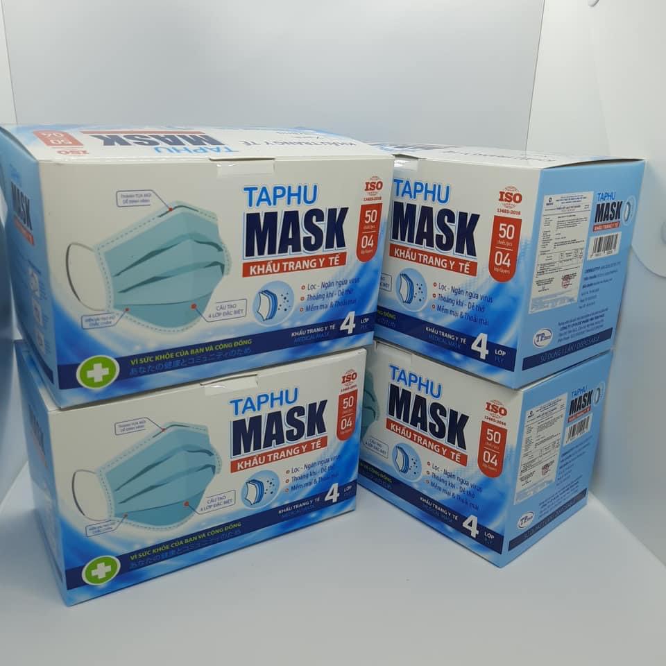 1 Hộp Khẩu Trang Y Tế Mask Màu Xanh 4 Lớp ( Hộp 50 Chiếc )