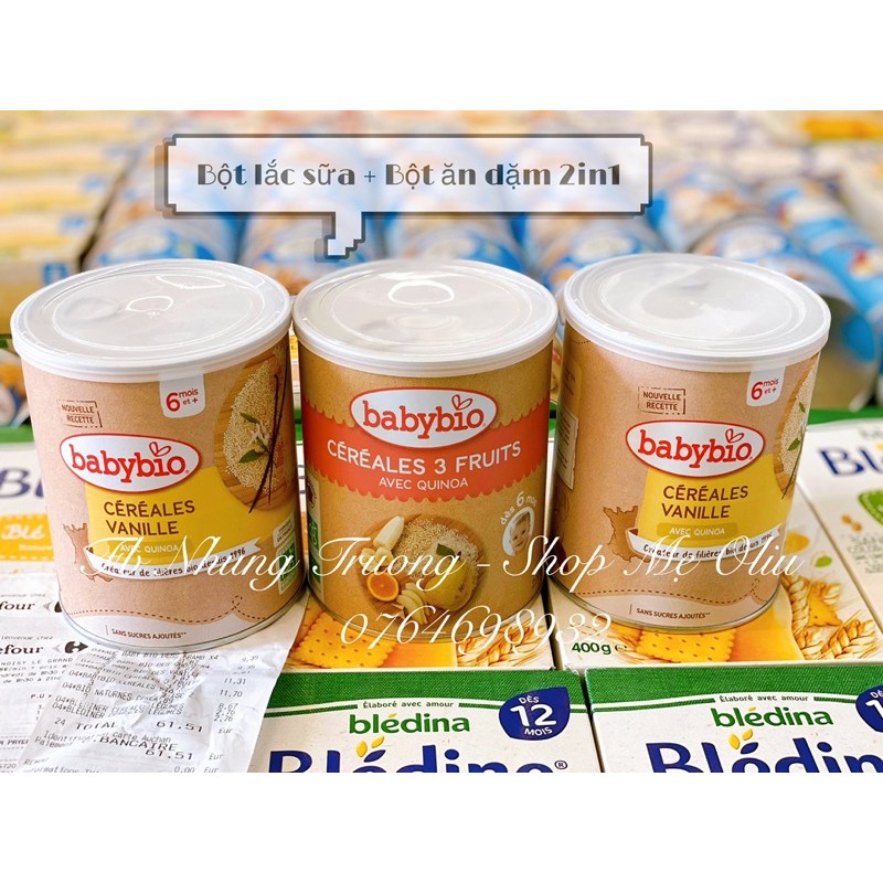 Bột lắc sữa và ăn dặm 2in1 Babybio hữu cơ