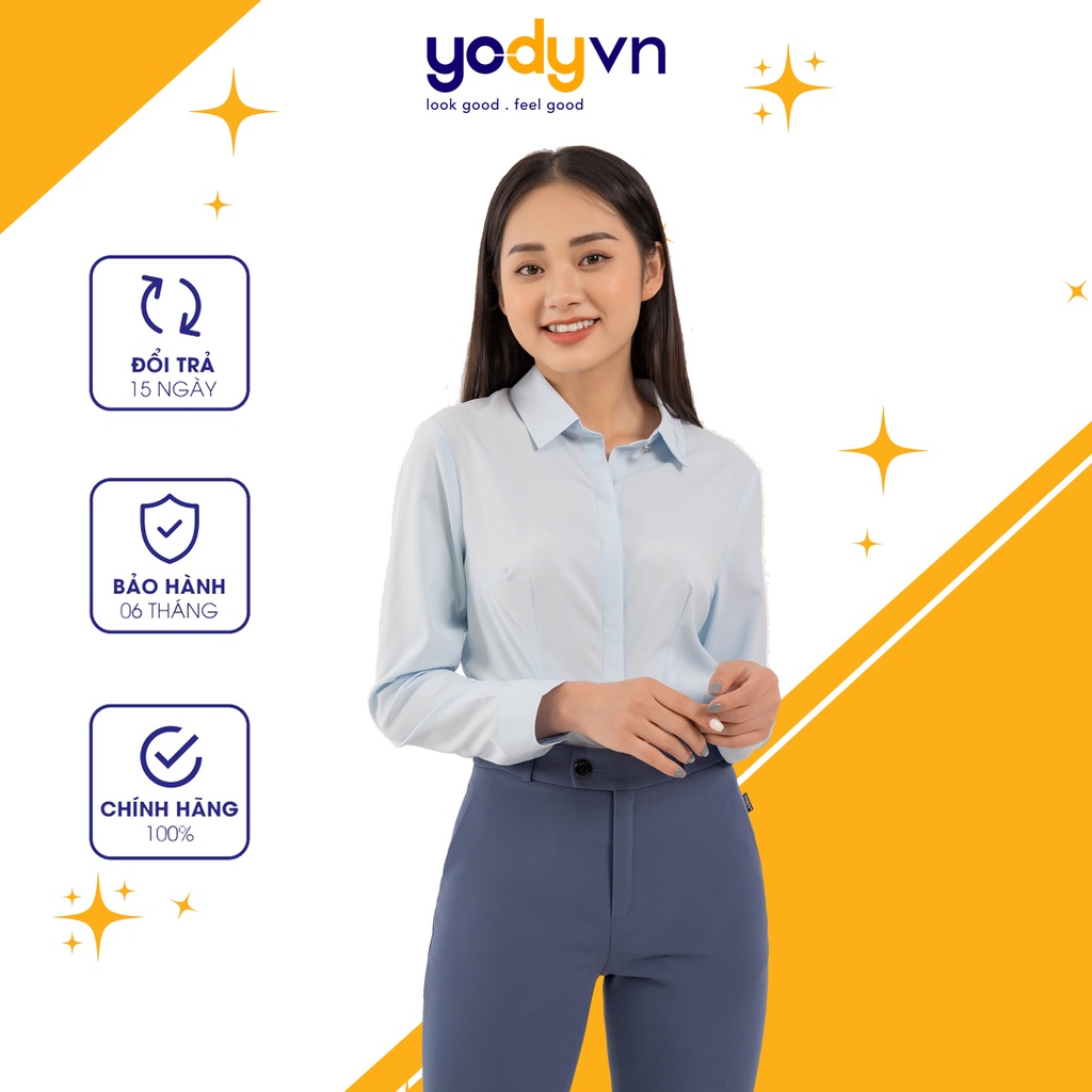 Áo Sơ Mi Nữ YODY Nano Cổ Đức Dài Tay Chống UV, Kháng Khuẩn SMN1622