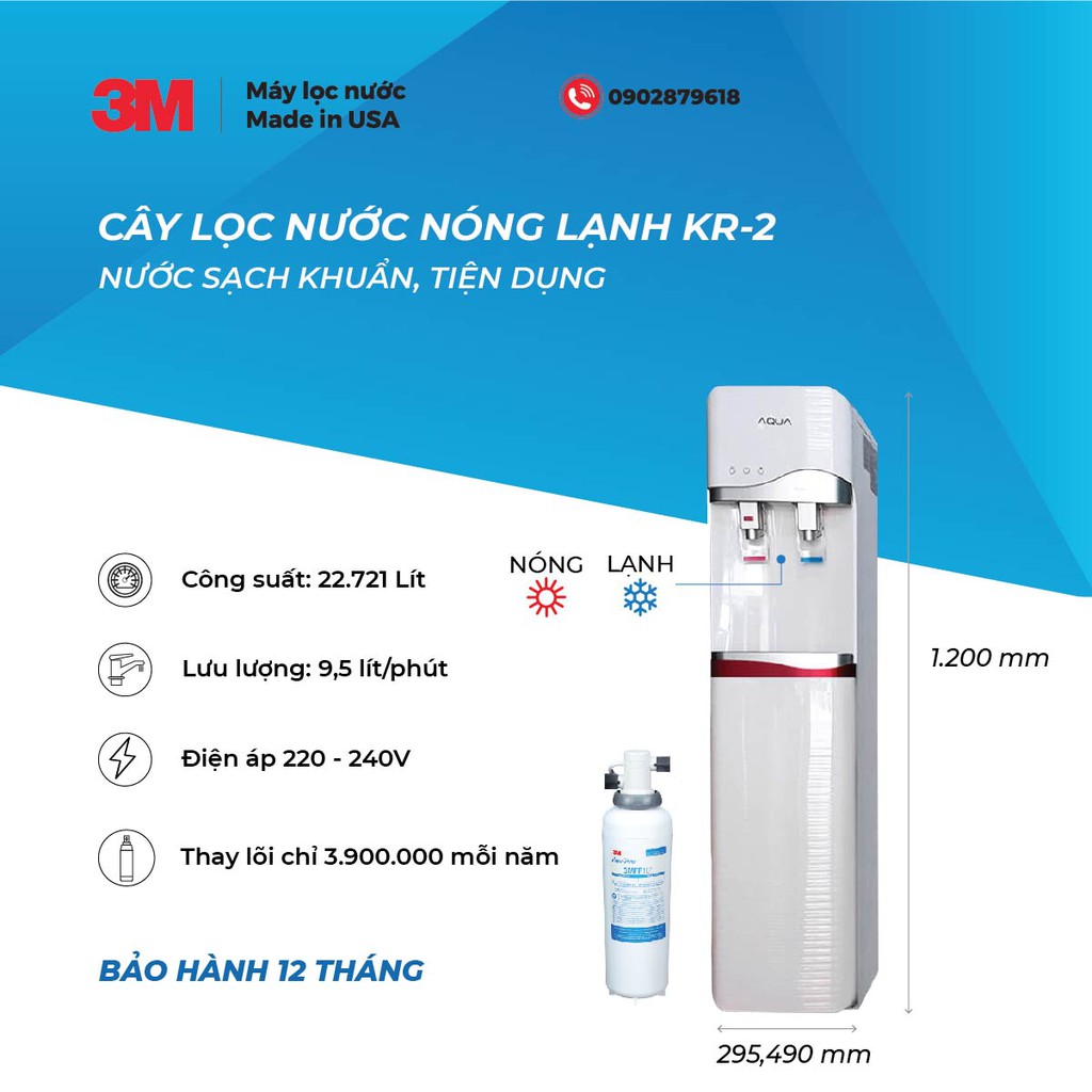 Máy Lọc Nước Nóng Lạnh 3M KR2-2V (Sử Dụng Máy 3M FF100)