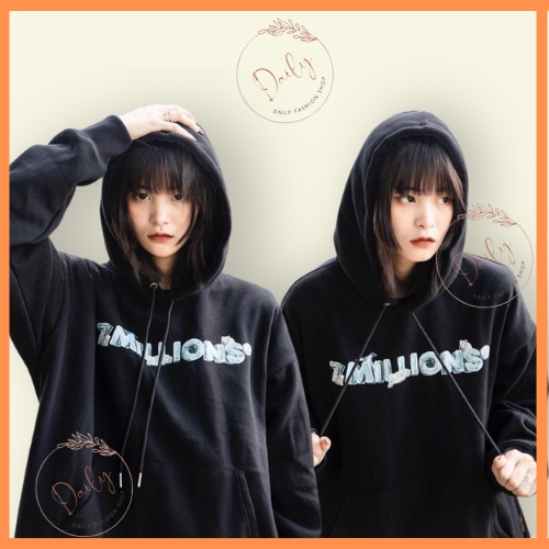 Áo HOODIE Dài Tay Nỉ Bông Unisex Nam Nữ Form Rộng Ấm Áp Màu Đen