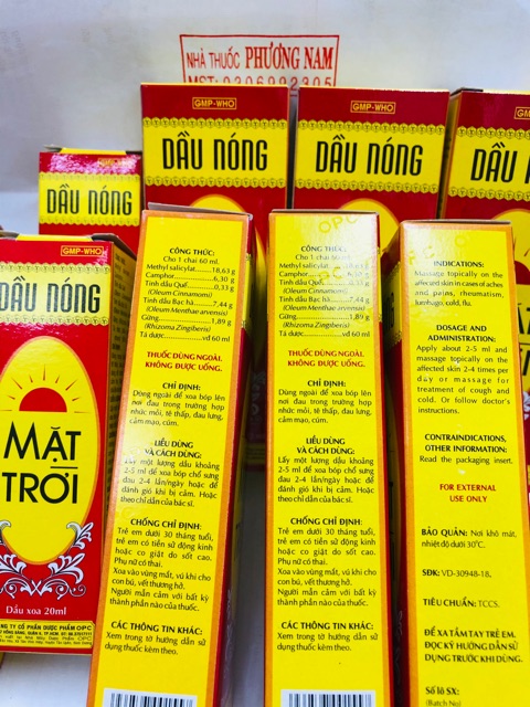 Dầu nóng MẶT TRỜI - chai(20ml &amp; 60ml)