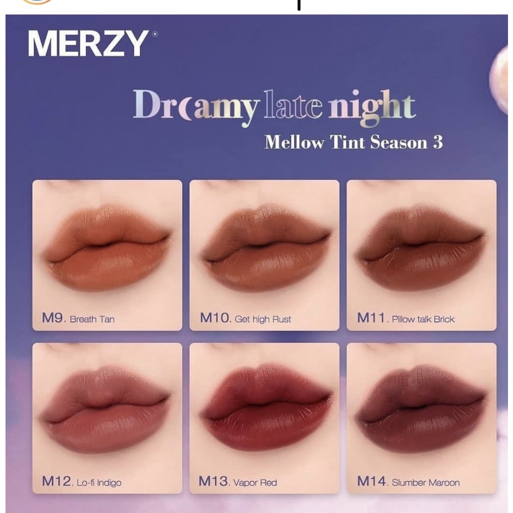 Son Kem Lì, Mịn Mượt Nhẹ Môi Merzy Dreamy Late Night Mellow Tint 4g