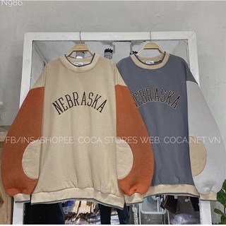 Áo Sweater Nỉ Phối Tay NEBRASKA Form Rộng 2 Màu Unisex