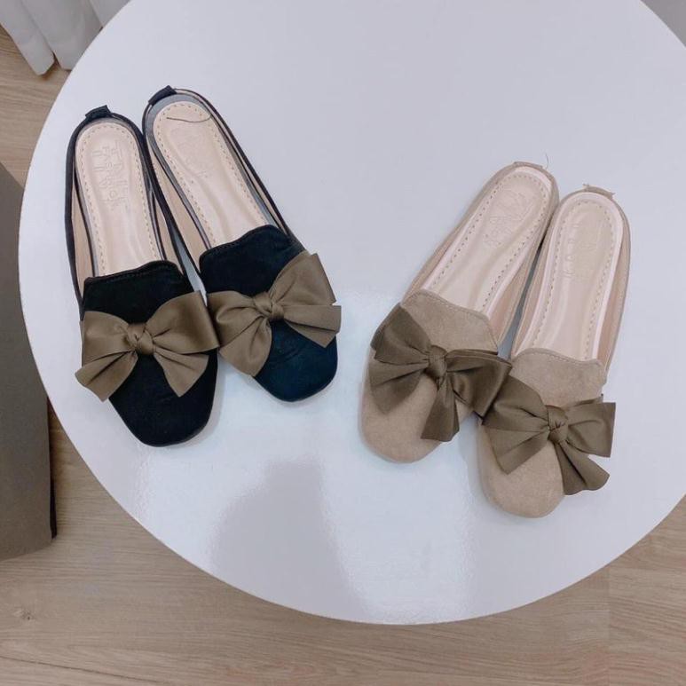 GIẦY BỆT SỤC DẠ NƠ LỤA MÀU GHI MẪU MỚI | BigBuy360 - bigbuy360.vn