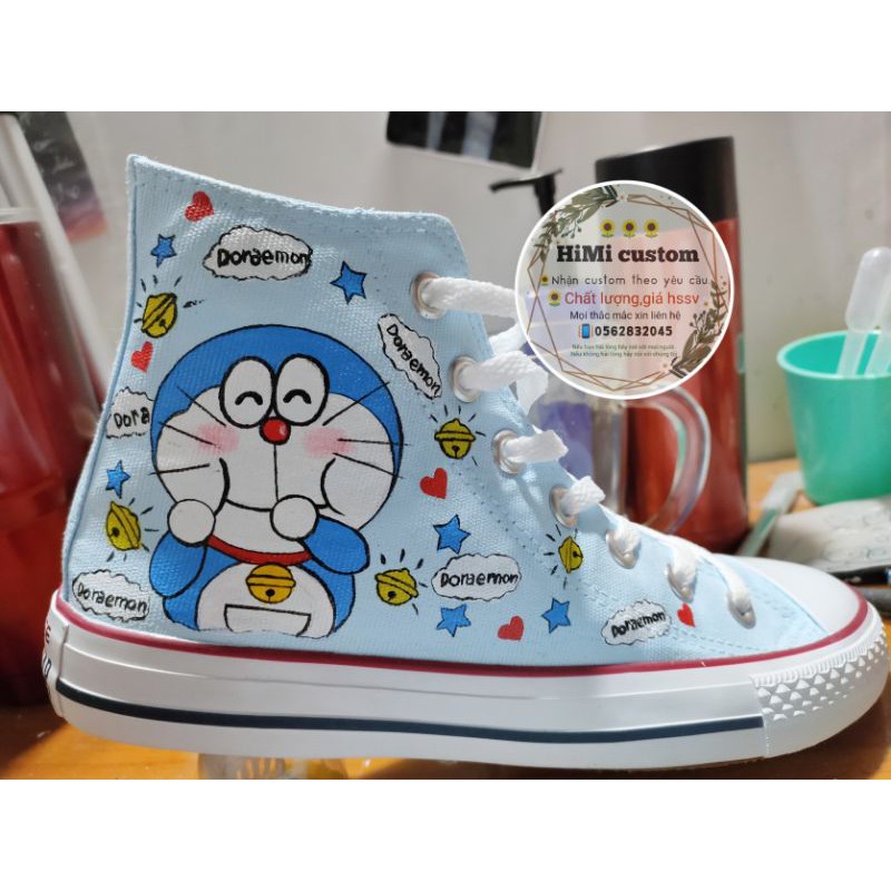 giày vải cao cổ vẽ doraemon